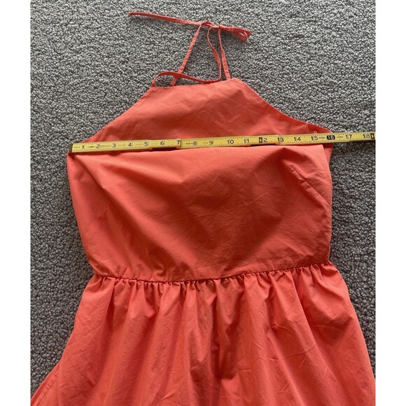 Gap Dress Women Coral Tiered Tie Back Maxi Cotton Pockets Classic Sz 8 T NWT - Picture 6 of 11